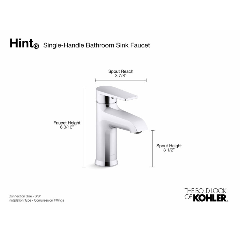Kohler Hint SingleHandle Bathroom Faucet with PopUp Drain Assembly